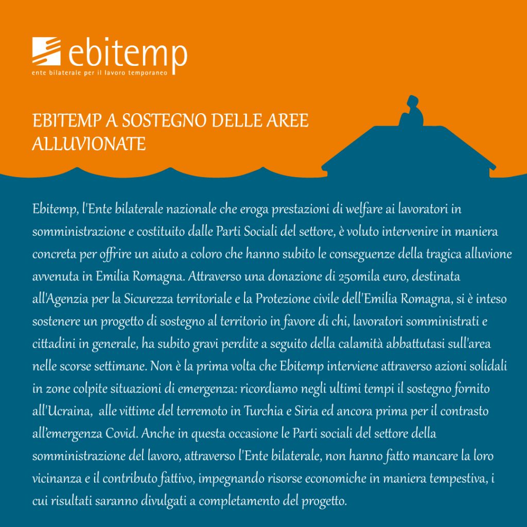 Ebitemp a sostegno delle aree alluvionate